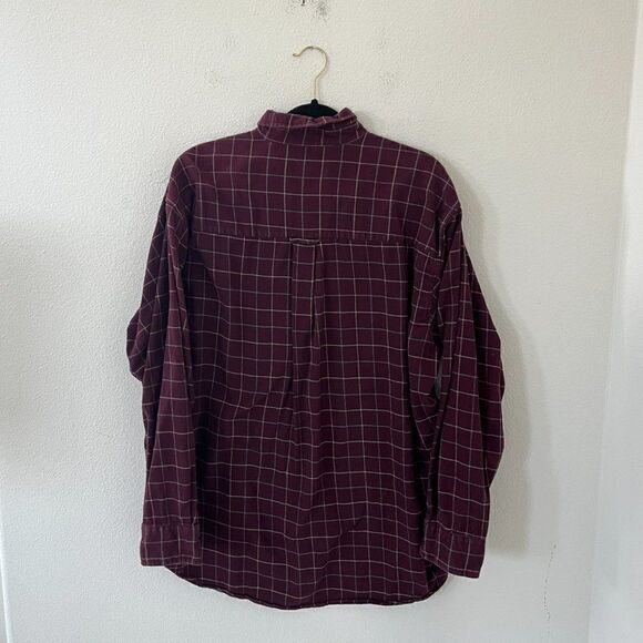 Bill Blass Mens Plaid Shirt Extra Large Tall XLT Maroon Cotton - Picture 9 of 16